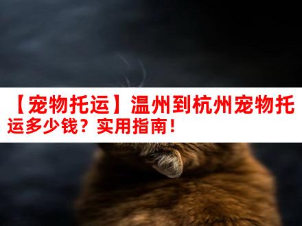 【宠物托运】温州到杭州宠物托运多少钱？实用指南！